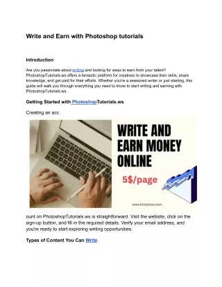 Earn Money by writing tutorials for photoshop tutorials