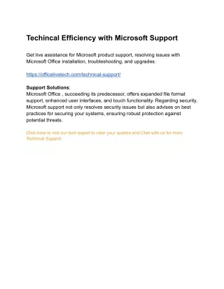Techincal Efficiency with Microsoft Support