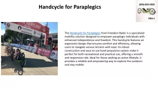 Handcycle for Paraplegics