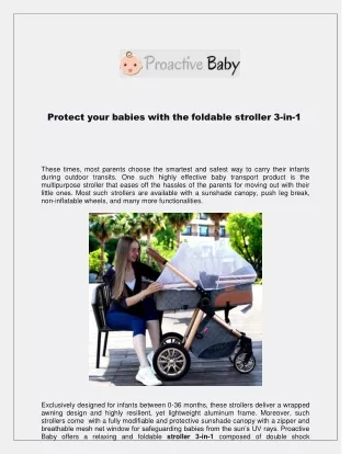 Protect your babies with the foldable stroller 3-in-1