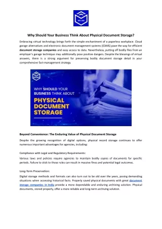 Why Should Your Business Think About Physical Document Storage_