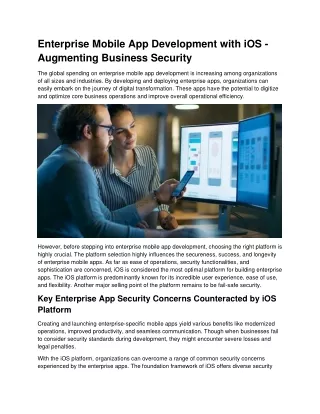 Develop Secure Enterprise Solutions with iOS Mobile App Development Services