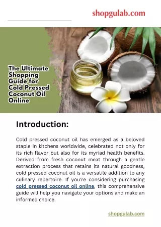 The Ultimate Shopping Guide for Cold Pressed Coconut Oil Online