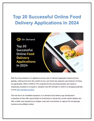 Top 20 Successful Online Food Delivery Applications In 2024