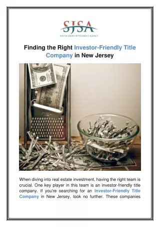 Finding the Right Investor-Friendly Title Company in New Jersey