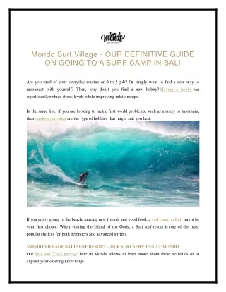 Mondo Surf Village - OUR DEFINITIVE GUIDE ON GOING TO A SURF CAMP IN BALI