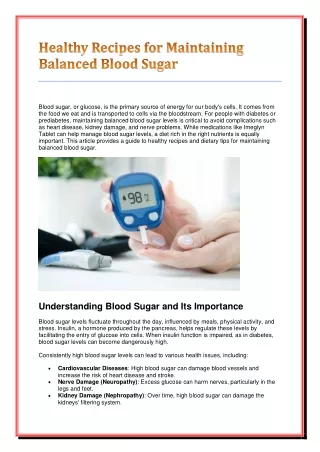 Healthy Recipes for Maintaining Balanced Blood Sugar