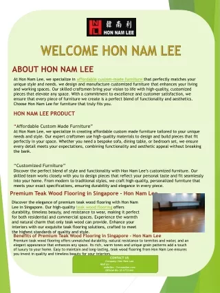 Premium Teak Wood Flooring in Singapore - Hon Nam Lee 