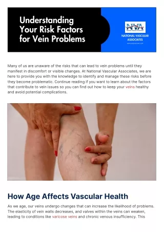 Understanding Your Risk Factors for Vein Problems