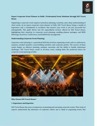 Professional Corporate Event Planner in Delhi | SOS Travel House