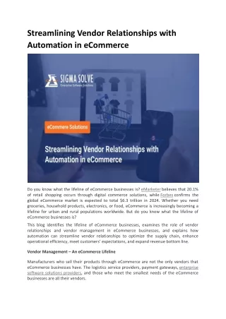 Streamlining Vendor Relationships with Automation in eCommerce