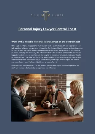 Personal Injury Lawyer Central Coast