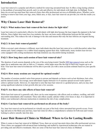 Laser Hair Removal for Light Skin in Midland: Achieve Lasting Results
