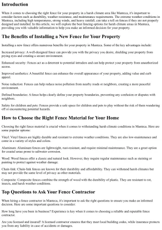 Best Fencing Options for Harsh Climate Areas in Manteca