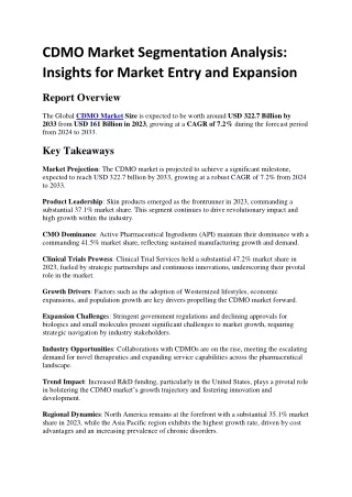 CDMO Market Segmentation Analysis