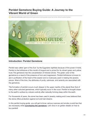cabochonsforsale.com-Peridot Gemstone Buying Guide A Journey to the Vibrant World of Green