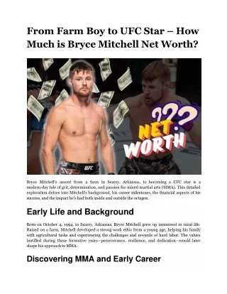 From Farm Boy to UFC Star – How Much is Bryce Mitchell Net Worth