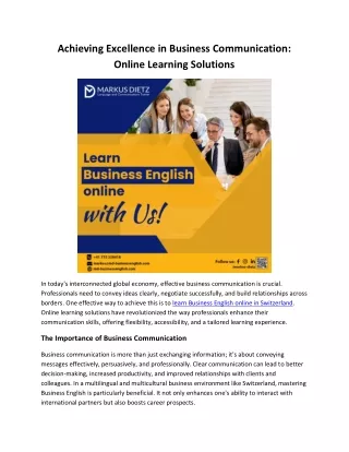 Achieving Excellence in Business Communication: Online Learning Solutions