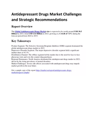 Antidepressant Drugs Market