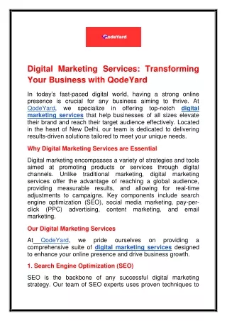 Digital Marketing Services Transforming Your Business with QodeYard