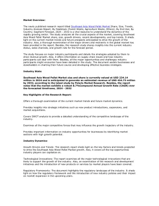 Southeast Asia Wood Pellet Market