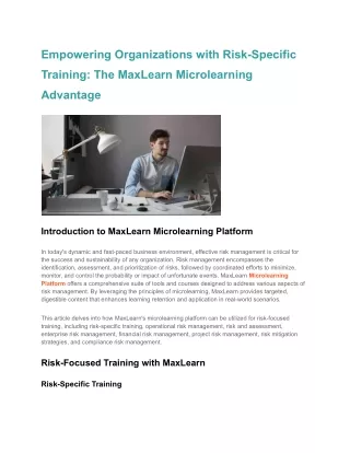 Empowering Organizations with Risk-Specific Training_ The MaxLearn Microlearning Advantage