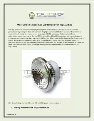 Meer vinden Levensduur LED lampen van TopLEDshop