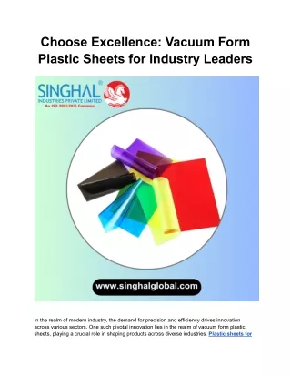 Protective Excellence: Vacuum Form Plastic Sheets for Fragile Items