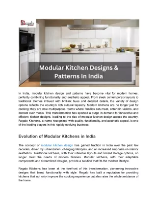 Modular Kitchen Designs & Patterns In India