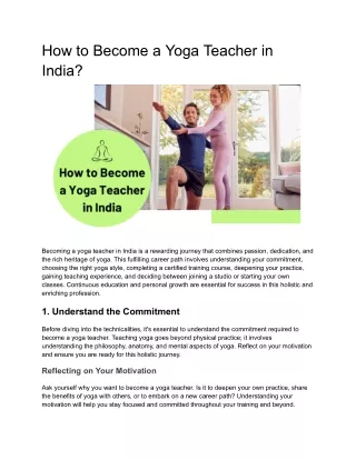 How to Become a Yoga Teacher in India