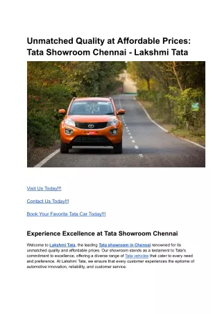 Unmatched Quality at Affordable Prices_ Tata Showroom Chennai - Lakshmi Tata