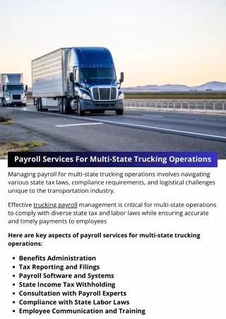 Payroll Services For Multi-State Trucking Operations