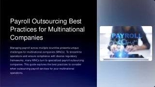 Payroll Outsourcing Best Practices for Multinational Companies