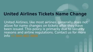 United Airlines Tickets Name Change