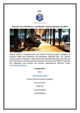 Empower Your Workforce: Lone Worker Training Solutions by NNTC