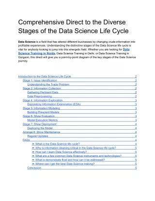 Comprehensive Direct to the Diverse Stages of the Data Science Life Cycle (1)