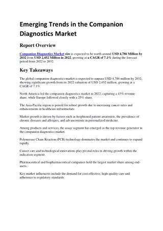 Emerging Trends in the Companion Diagnostics Market