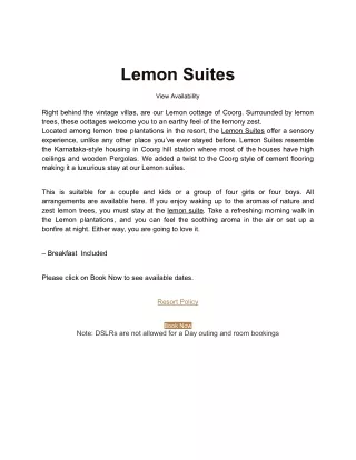 Lemon Suites - Browntown Resort