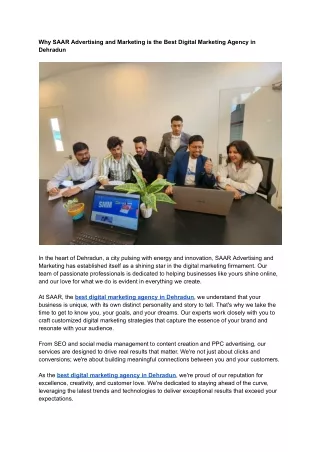 Why SAAR Advertising and Marketing is the Best Digital Marketing Agency in Dehradun