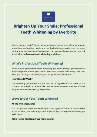 Brighten Up Your Smile: Professional Teeth Whitening by Everbrite