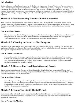 The Top 5 Blunders to Avoid When Renting a Dumpster