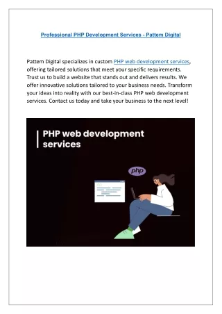 Innovative PHP Web Development Services | Pattem Digital