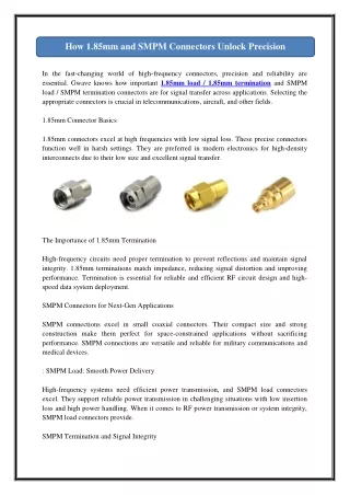 How 1.85mm and SMPM Connectors Unlock Precision