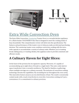 Extra Wide Convection Oven