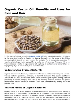 Organic Castor Oil_ Benefits and Uses for Skin and Hair