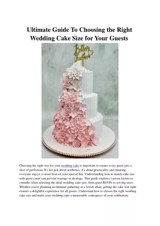 Ultimate Guide To Choosing the Right Wedding Cake Size for Your Guests