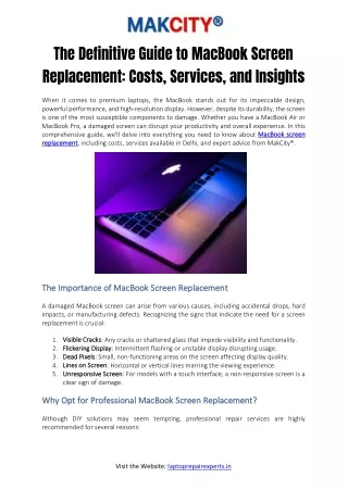 The Definitive Guide to MacBook Screen Replacement- Costs, Services, and Insights