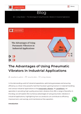 The Advantages of Using Pneumatic Vibrators in Industrial Applications - Lawatherm - The Steel Power