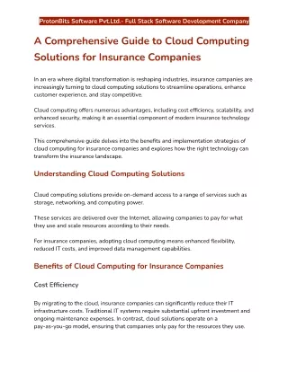 A Comprehensive Guide to Cloud Computing Solutions for Insurance Companies