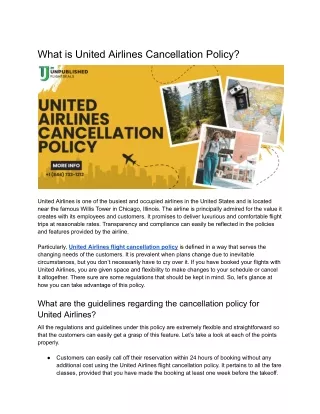 What is United Airlines Cancellation Policy